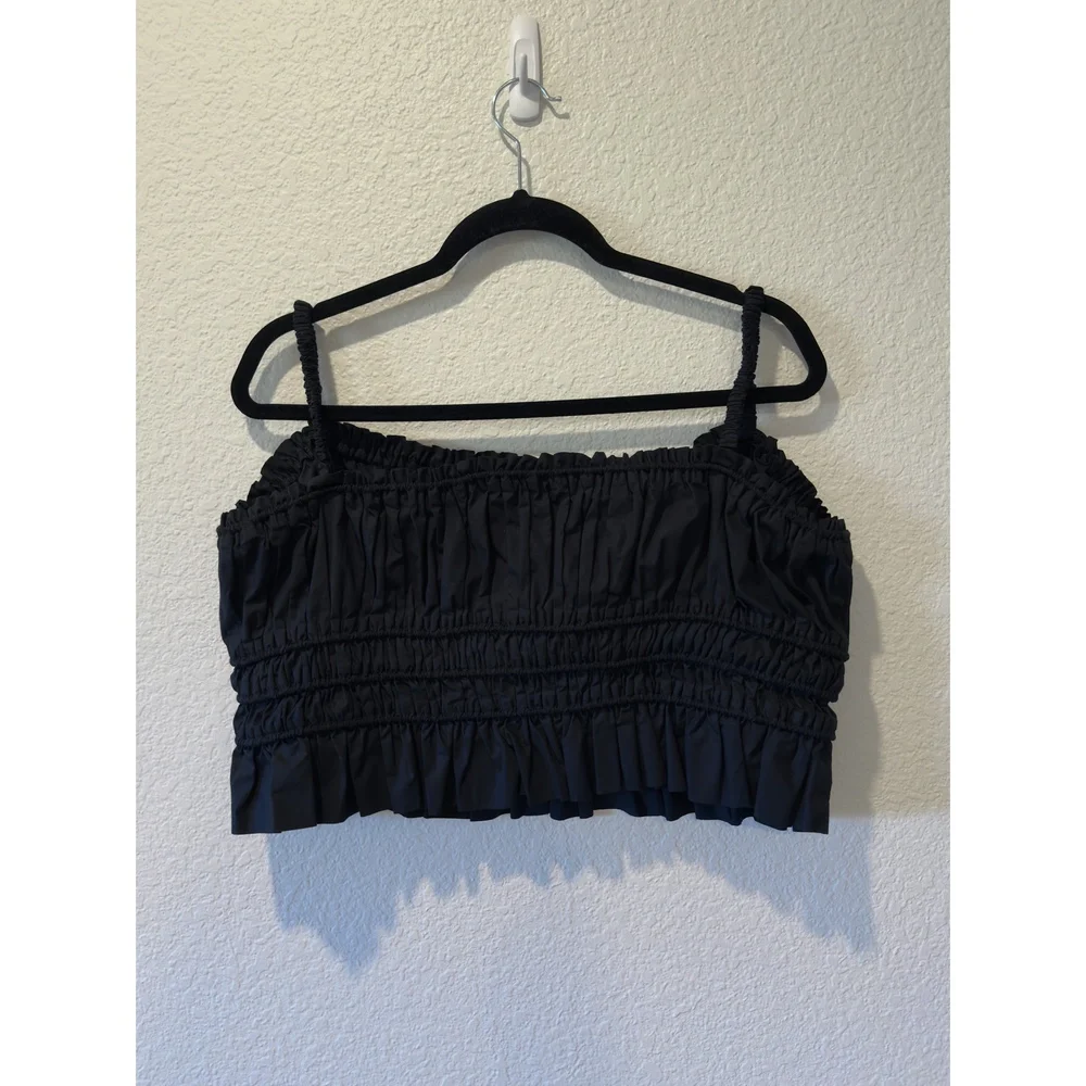 J.Crew Cinched-Waist Cotton Poplin Tank Top - Black - XL